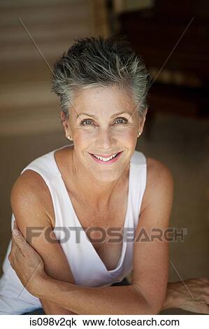 Stock Image - Senior woman, portrait. Fotosearch