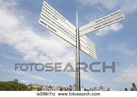 Signpost on southbank View Large Photo Image Stock Photo - Signpost on southbank. Fotosearch
