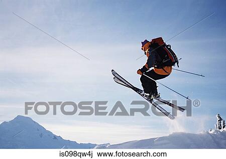 Stock Image - Skier at artist's point. Fotosearch