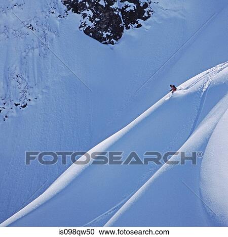 Stock Image - Skier on shuksan arm. Fotosearch