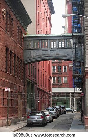 Skywalk between buildings in Tribeca, NYC View Large Photo Image Stock Photograph - Skywalk between buildings in Tribeca, NYC. Fotosearch