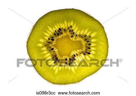 Stock Image - Slice of kiwi on white background. Fotosearch