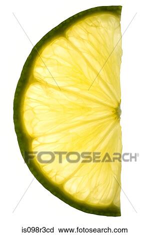 Stock Image - Slice of lime on white background. Fotosearch