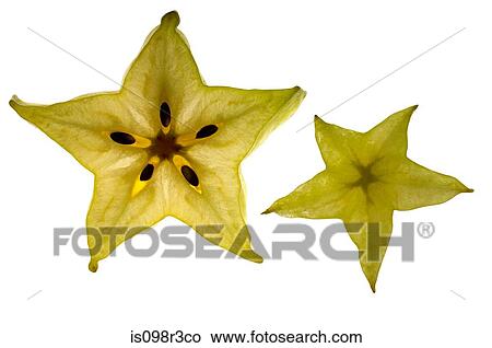 Slice of starfruit on white background View Large Photo Image Picture - Slice of starfruit on white background. Fotosearch