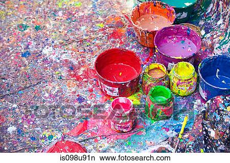 Splattered paint and pots, San Telmo, Buenos Aires, Argentina View Large Photo Image Picture - Splattered paint and pots, San Telmo, Buenos Aires, Argentina. Fotosearch
