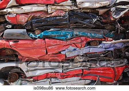 Stack of crushed cars View Large Photo Image Stock Photograph - Stack of crushed cars. Fotosearch