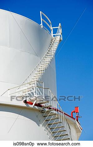 Stairs on oil storage tank View Large Photo Image Stock Photography - Stairs on oil storage tank. Fotosearch