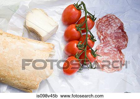 Still life of cheese, ciabatta, plum tomatoes and salami View Large Photo Image Stock Image - Still life of cheese, ciabatta, plum tomatoes and salami. Fotosearch