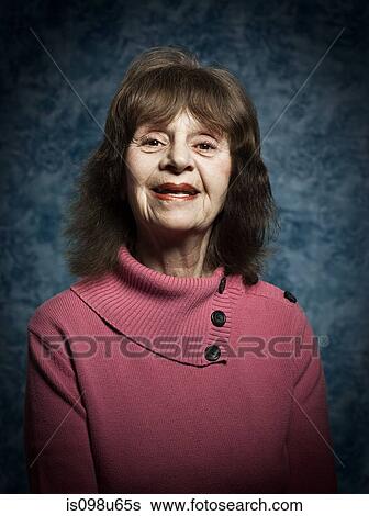 Stuido portrait of cheerful senior woman View Large Photo Image Stock Photograph - Stuido portrait of cheerful senior woman. Fotosearch