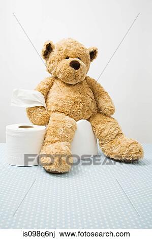 Teddy bear on potty View Large Photo Image Stock Image - Teddy bear on potty. Fotosearch