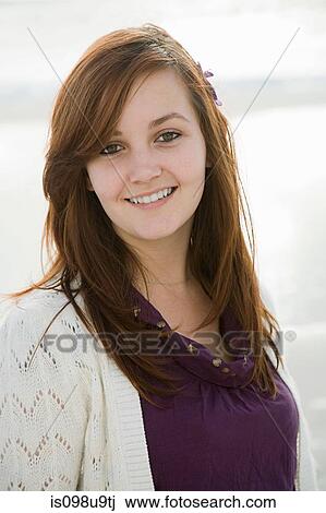 Stock Image - Teenage girl, portrait. Fotosearch