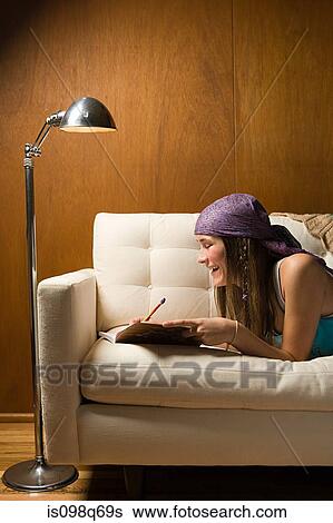 Stock Photograph - Teenage girl with diary. Fotosearch