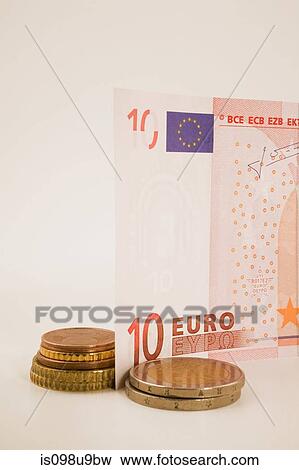 Ten euro note and coins View Large Photo Image Stock Photo - Ten euro note and coins. Fotosearch