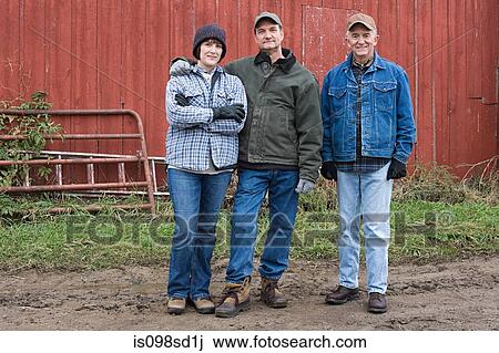 Stock Image - Three farmers. Fotosearch