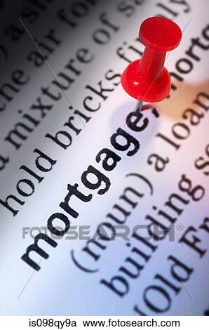 Thumb tack on word mortgage View Large Photo Image Stock Image - Thumb tack on word mortgage. Fotosearch