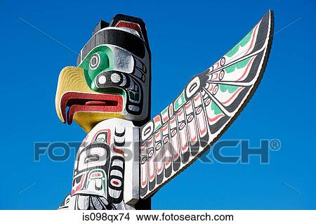 Thunderbird totem pole in stanley park View Large Photo Image Picture - Thunderbird totem pole in stanley park. Fotosearch