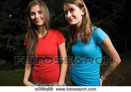 Stock Image - Two teenage girls. Fotosearch