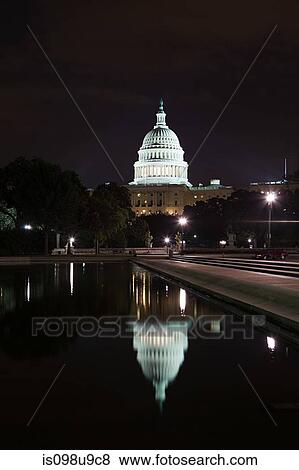 Stock Photo - United states capitol at night, Washington DC, USA. Fotosearch