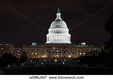 Stock Photo - United states capitol at night, Washington DC, USA. Fotosearch