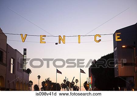 Stock Image - Venice Beach at Main Street and Ocean, Los Angeles County, California, USA. Fotosearch