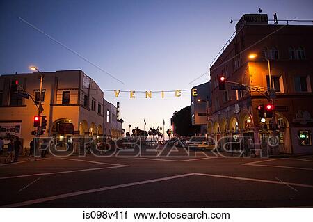 Stock Image - Venice Beach at Main Street and Ocean, Los Angeles County, California, USA. Fotosearch