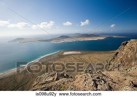 View from Mirador del Rio towards Graciosa, Lanzarote View Large Photo Image Stock Photo - View from Mirador del Rio towards Graciosa, Lanzarote. Fotosearch