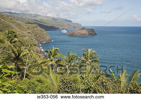 Stock Photograph - View of the coastline of hiva oa. Fotosearch