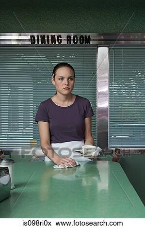 Waitress in an american diner View Large Photo Image Stock Photo - Waitress in an american diner. Fotosearch