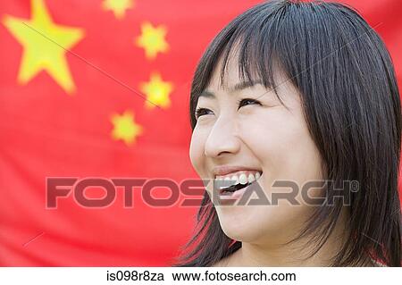 Woman and chinese flag View Large Photo Image Stock Image - Woman and chinese flag. Fotosearch