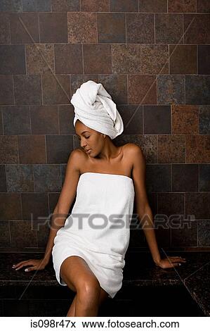 Woman wearing towels View Large Photo Image Stock Photo - Woman wearing towels. Fotosearch