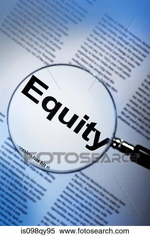 Stock Photography - Word equity under magnifying glass. Fotosearch