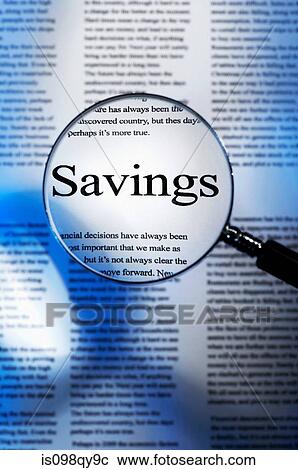 Word savings under magnifying glass View Large Photo Image Stock Image - Word savings under magnifying glass. Fotosearch