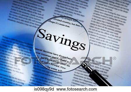 Word savings under magnifying glass View Large Photo Image Stock Image - Word savings under magnifying glass. Fotosearch