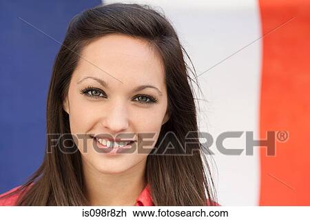 Young woman and french flag View Large Photo Image Stock Image - Young woman and french flag. Fotosearch