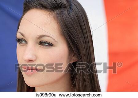 Young woman and french flag View Large Photo Image Stock Photograph - Young woman and french flag. Fotosearch