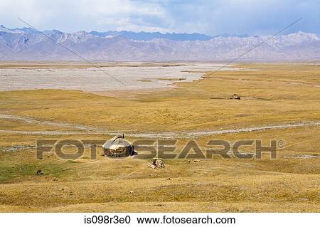 Yurt in farmland in kyrgyzstan View Large Photo Image Stock Image - Yurt in farmland in kyrgyzstan. Fotosearch