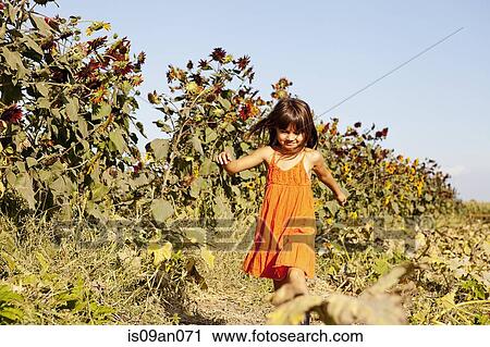 Girl running through pumpkin field View Large Photo Image Stock Image - Girl running through pumpkin field. Fotosearch