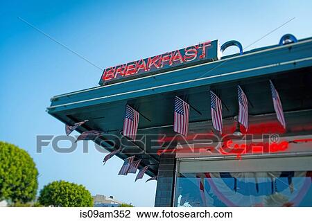 "Low angle view of breakfast sign on diner, San Francisco, California, USA" View Large Photo Image Stock Image - "Low angle view of breakfast sign on diner, San Francisco, California, USA". Fotosearch