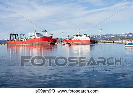 "Two ferries moored in harbor, Ushuaia, Tierra del Fuego, Argentina" View Large Photo Image Stock Photo - "Two ferries moored in harbor, Ushuaia, Tierra del Fuego, Argentina". Fotosearch