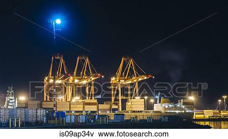 "Container port at Puget Sound, Seattle, USA" View Large Photo Image Stock Photo - "Container port at Puget Sound, Seattle, USA". Fotosearch