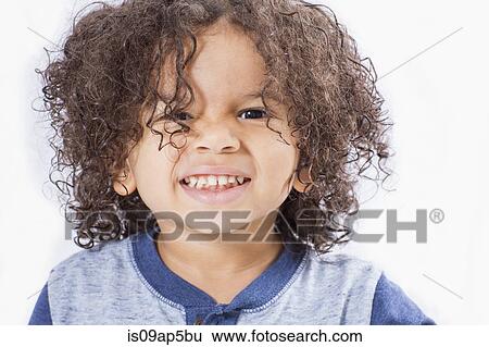 "Boy with curly brown hair, portrait" View Large Photo Image Stock Photograph - "Boy with curly brown hair, portrait". Fotosearch