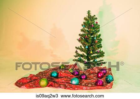 Stock Image - Christmas tree and decorations. Fotosearch