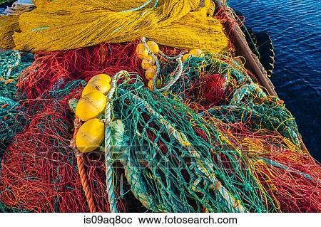 Stock Image - "Fishing nets, Reine, Norway". Fotosearch