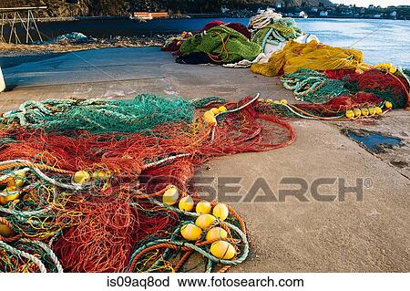 Stock Image - "Fishing nets, Reine, Norway". Fotosearch