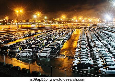 Stock Photography - New cars in lot. Fotosearch