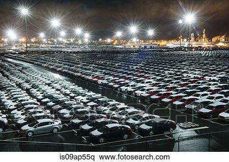Stock Photography - New cars in lot. Fotosearch