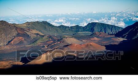 "Panoramic view of volcanic landscape, Haleakala National Park, Maui, Hawaii" View Large Photo Image Stock Photography - "Panoramic view of volcanic landscape, Haleakala National Park, Maui, Hawaii". Fotosearch