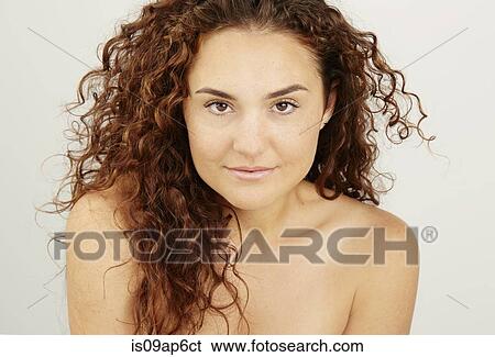 Portrait of brunette woman with ringlets View Large Photo Image Stock Photograph - Portrait of brunette woman with ringlets. Fotosearch