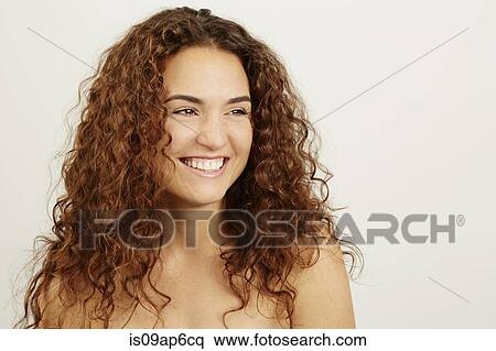 Portrait of brunette woman with ringlets View Large Photo Image Stock Photography - Portrait of brunette woman with ringlets. Fotosearch