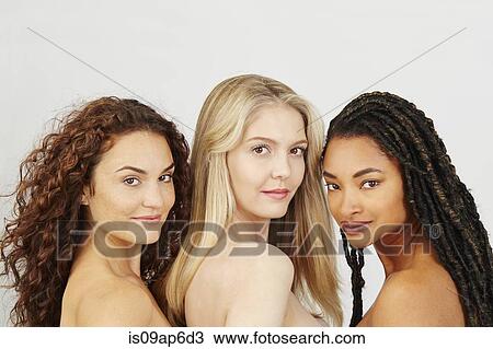 Stock Image - Portrait of fresh-faced women. Fotosearch